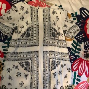 Loft white and grey pattern swing dress